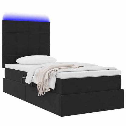 Letto con contenitore LED e materasso Nero 90 x 200 cm Velluto | homemem39