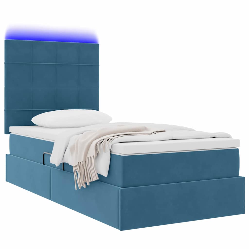 Letto con contenitore LED e materasso Blu Scuro 100 x 200 cm | homemem39