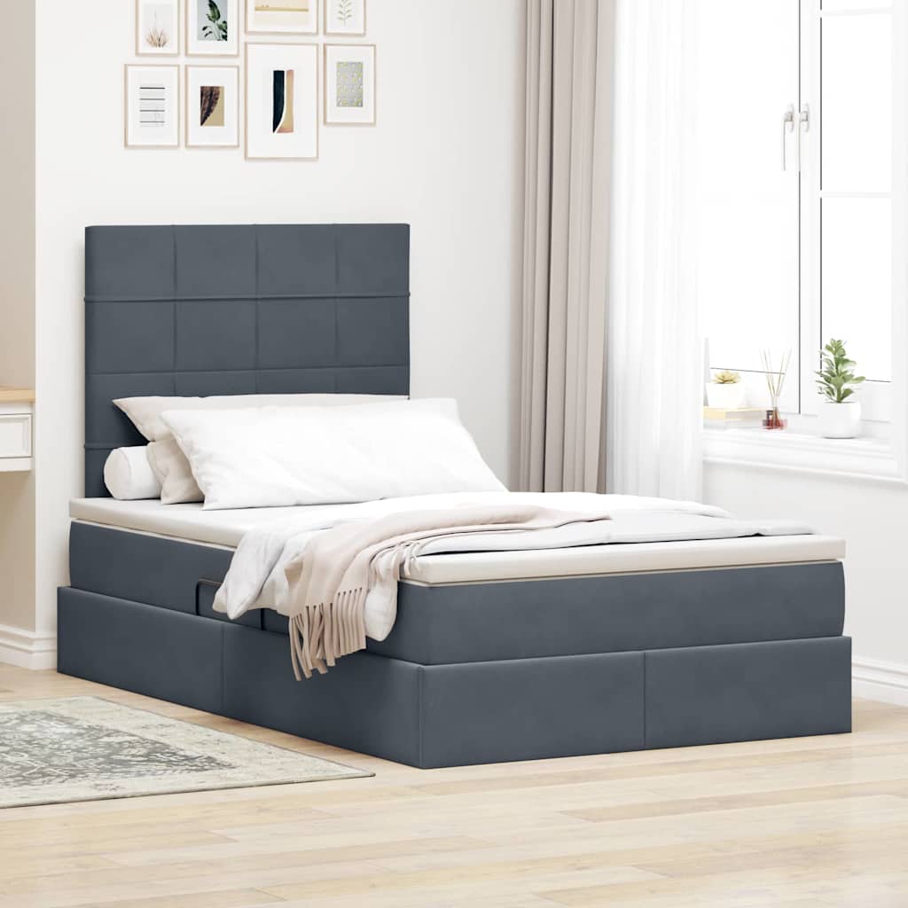 Letto con testiera Grigio scuro 120 x 200 cm Velluto