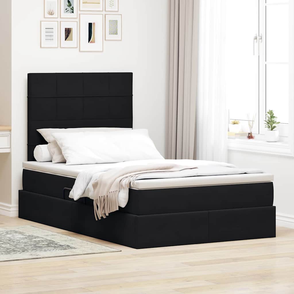 Letto con contenitore LED e materasso Nero 120 x 200 cm Velluto | homemem39