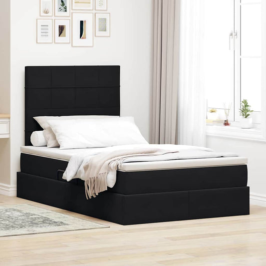 Letto con contenitore LED e materasso Nero 120 x 200 cm Velluto | homemem39