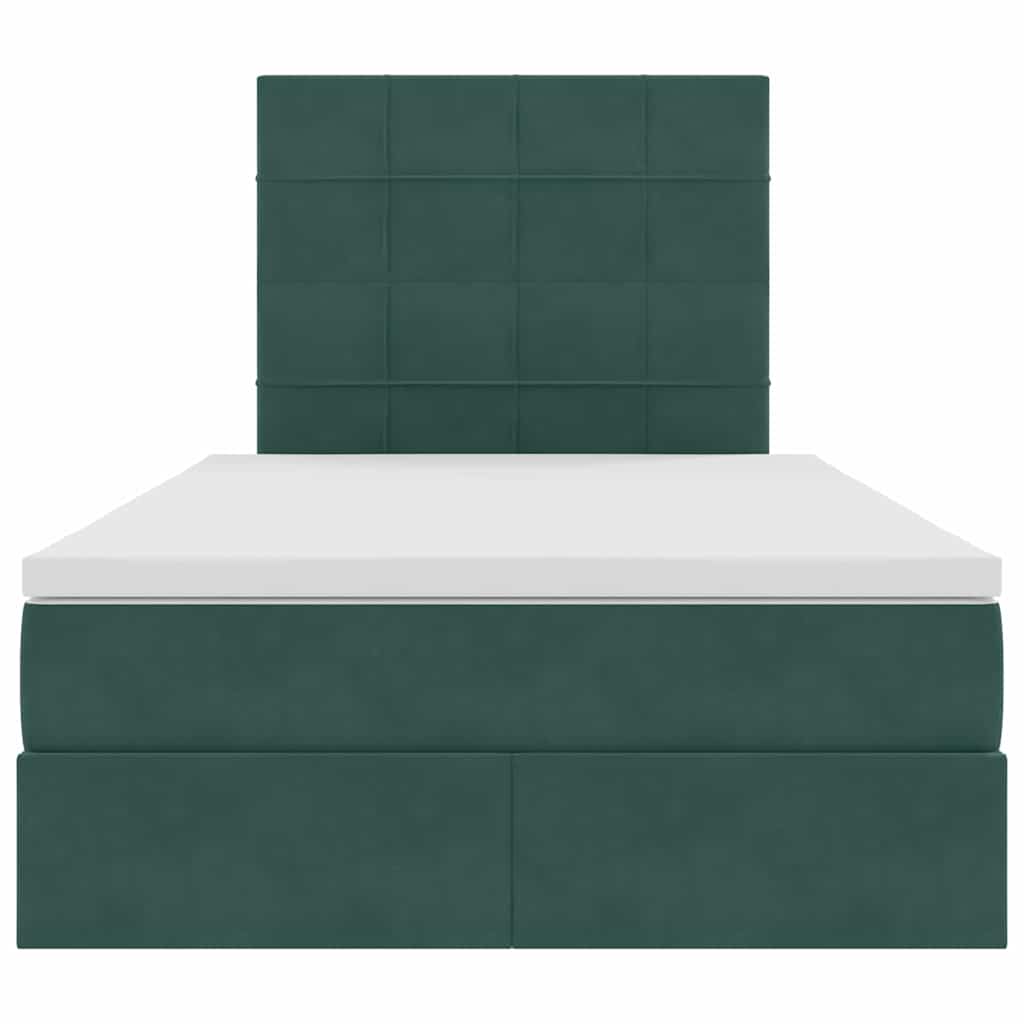 Letto con luci a strisce a LED Verde Scuro 120 x 200 cm Velluto