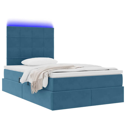 Letto con luci a strisce a LED Blu Scuro 120 x 200 cm Velluto