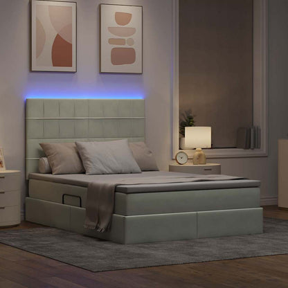 Letto con contenitore LED e materasso Grigio Chiaro | homemem39