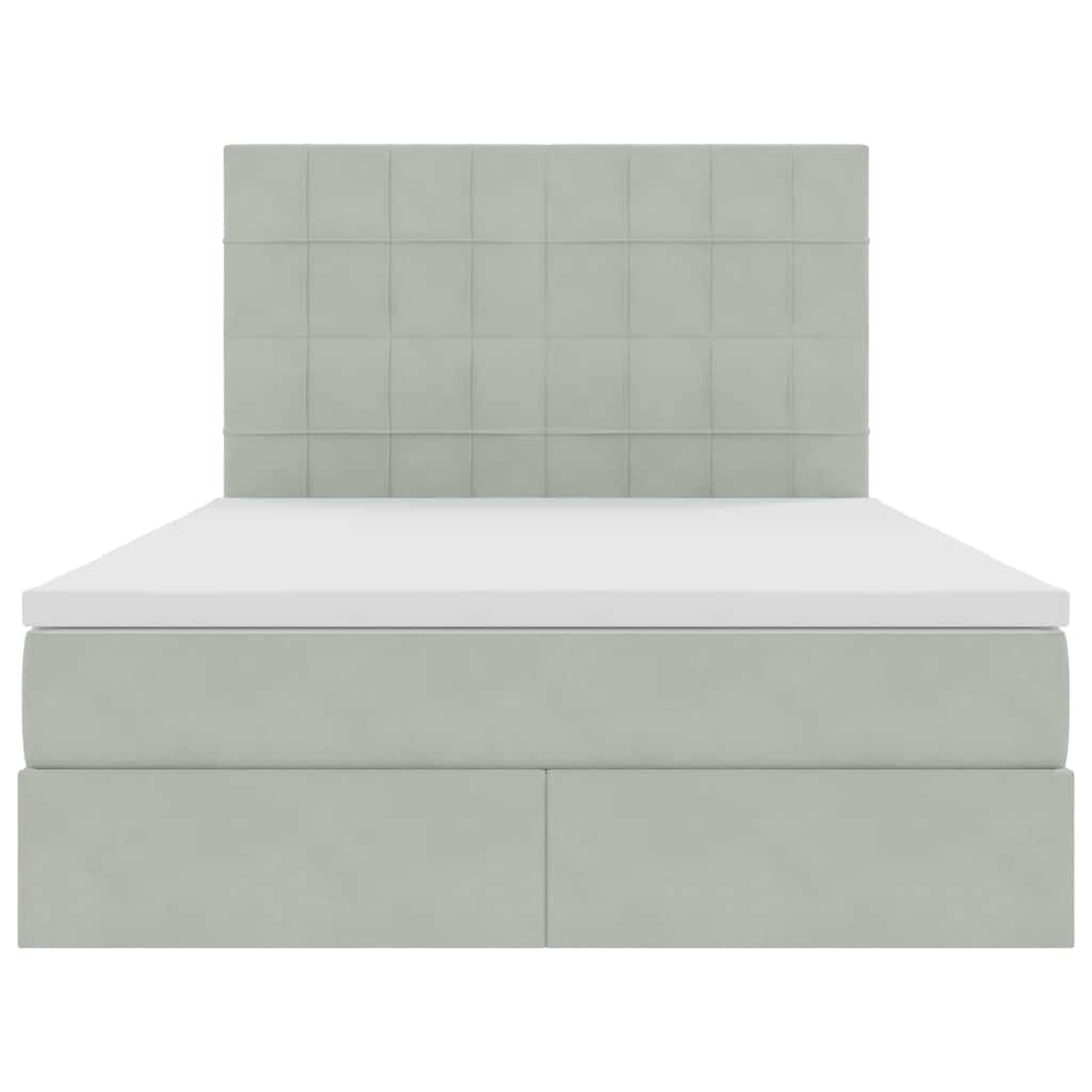 Letto con testiera Grigio chiaro 140 x 190 cm Velluto