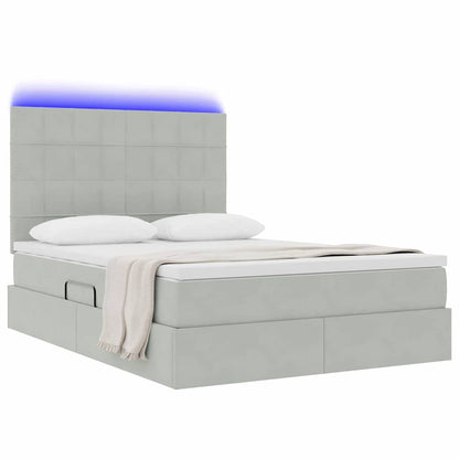 Letto con contenitore LED e materasso Grigio Chiaro | homemem39