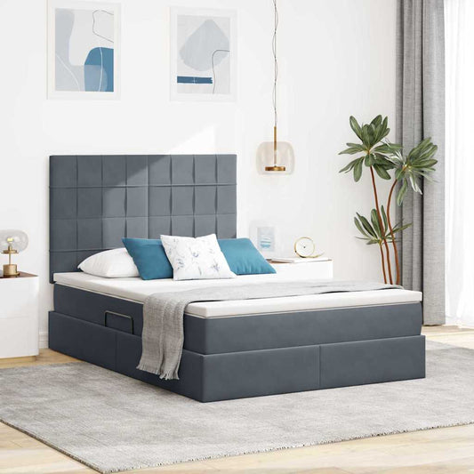 Letto con testiera Grigio scuro 140 x 190 cm Velluto