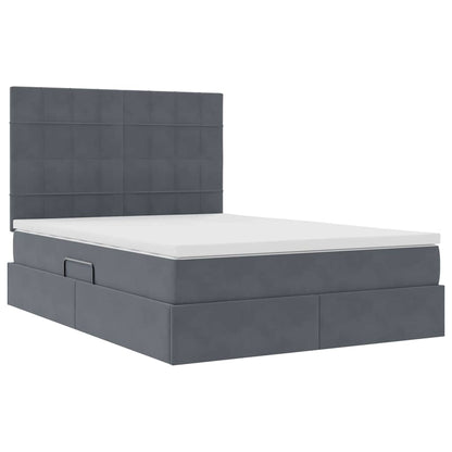 Letto con testiera Grigio scuro 140 x 190 cm Velluto