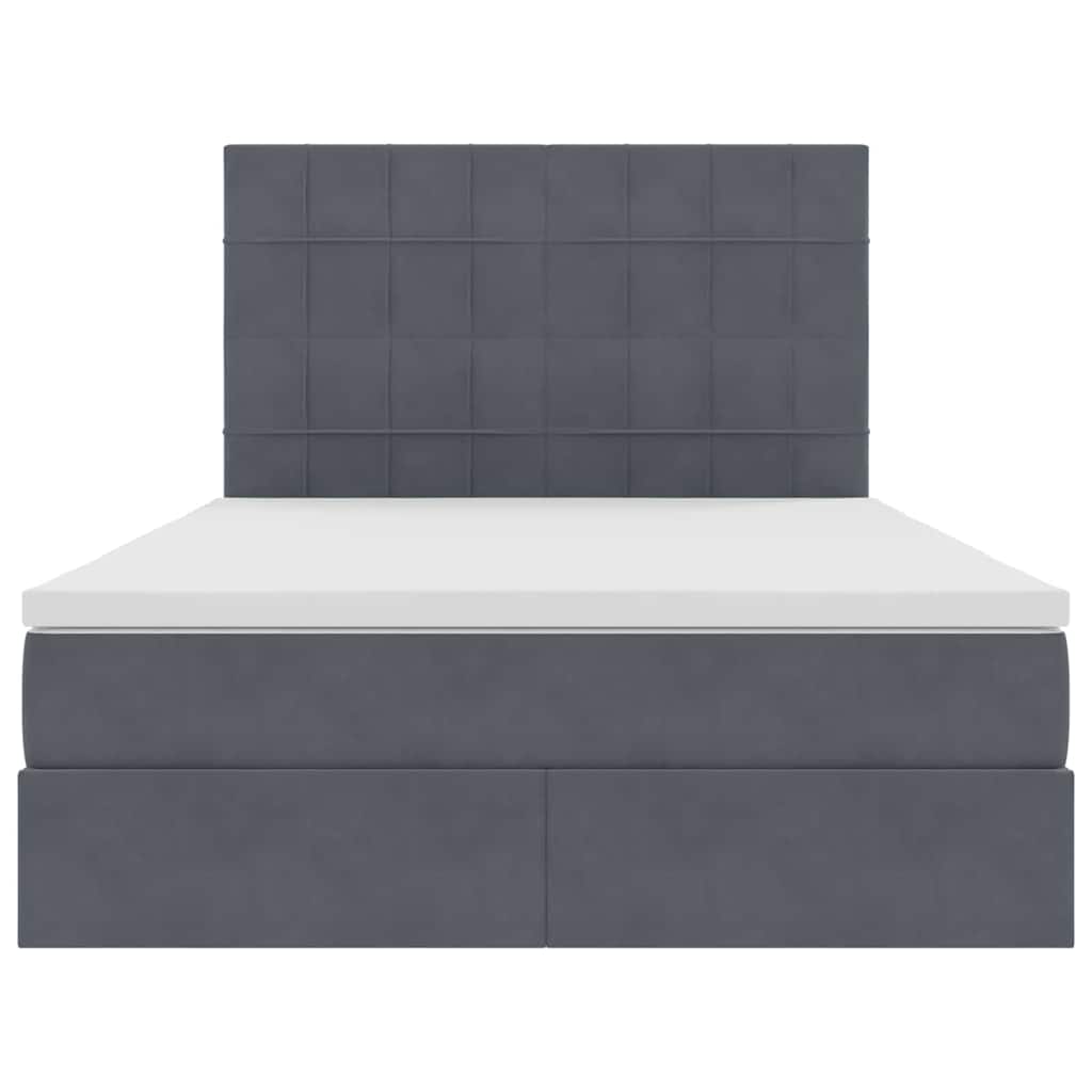 Letto con testiera Grigio scuro 140 x 190 cm Velluto