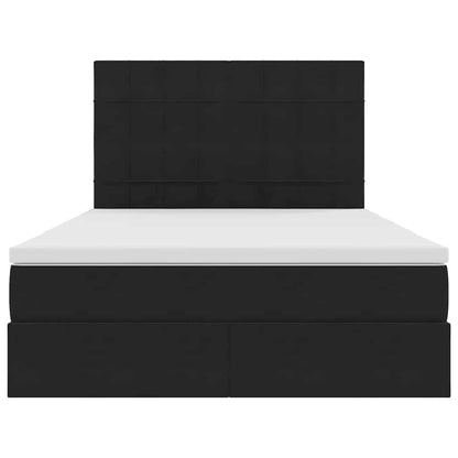 Letto con contenitore LED e materasso Nero 140 x 190 cm Velluto | homemem39