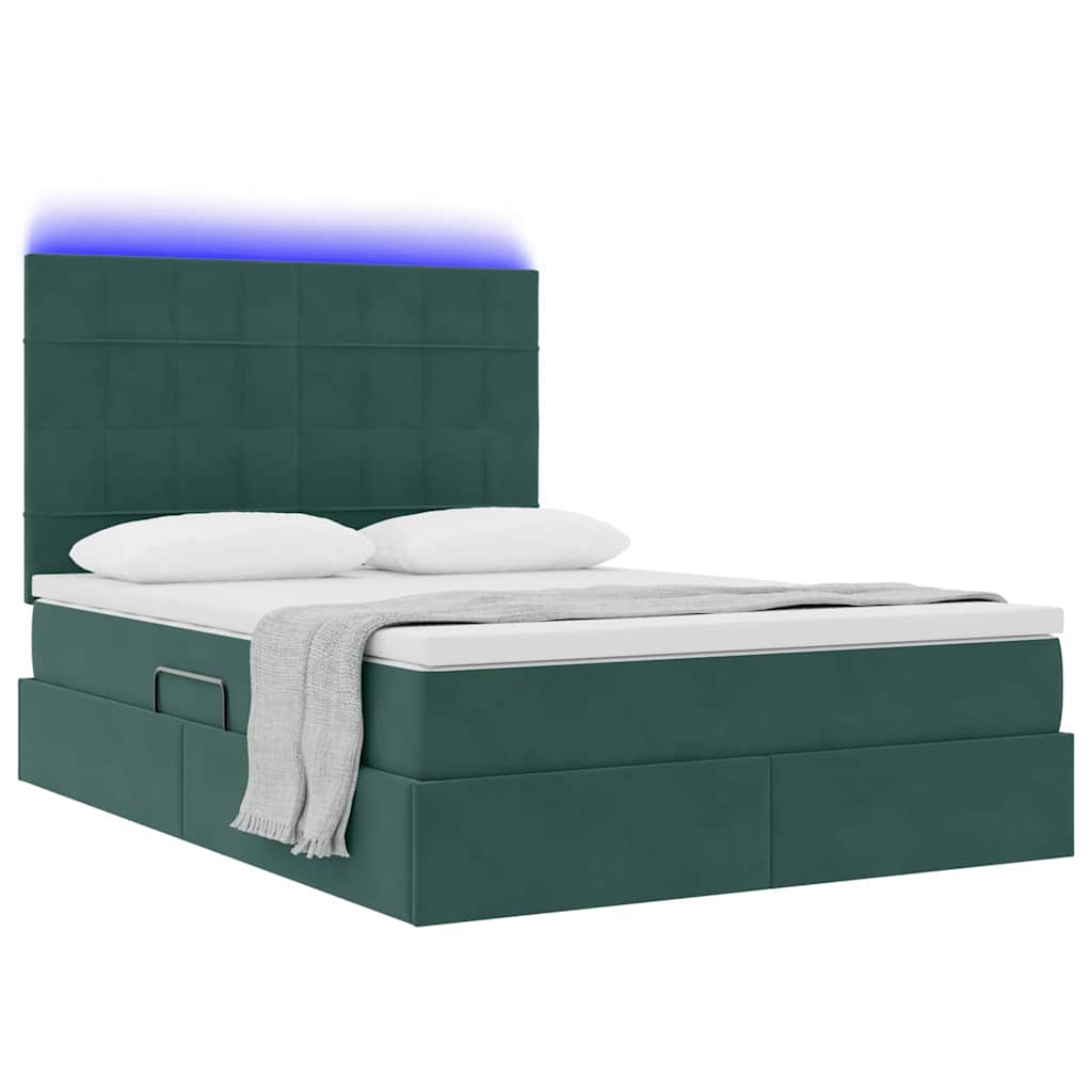 Letto con contenitore LED e materasso Verde Scuro 140 x 190 cm | homemem39