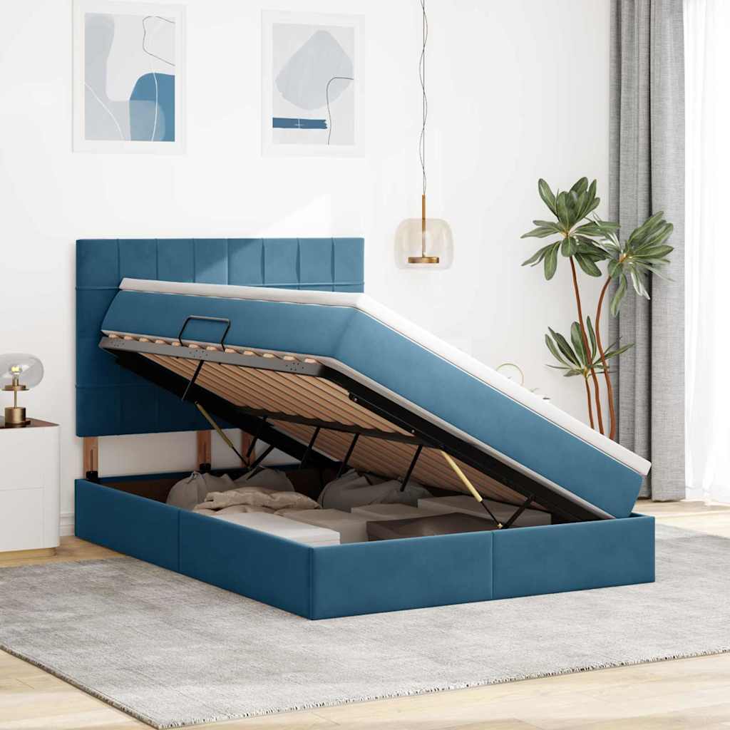 Letto con contenitore LED e materasso Blu Scuro 140 x 190 cm | homemem39