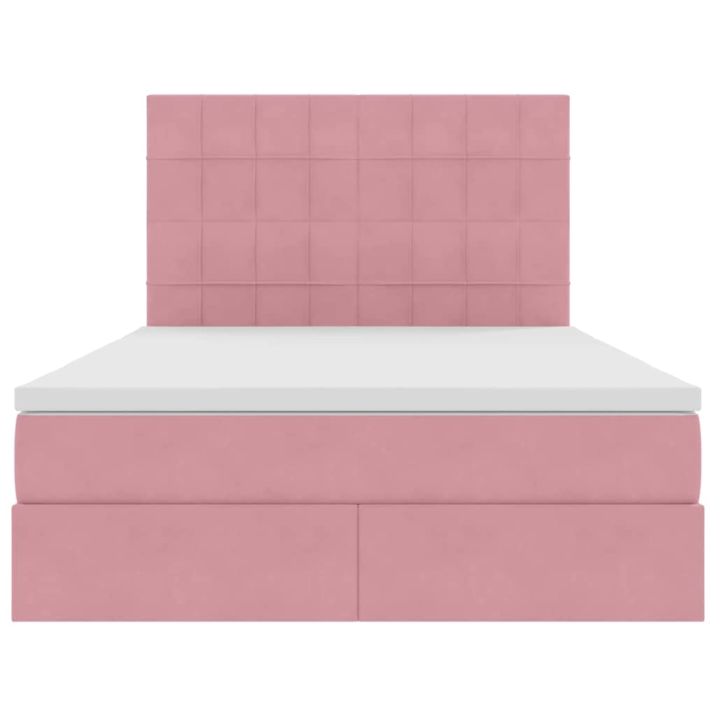 Letto con contenitore e LED Rosa 140 x 190 cm Velluto