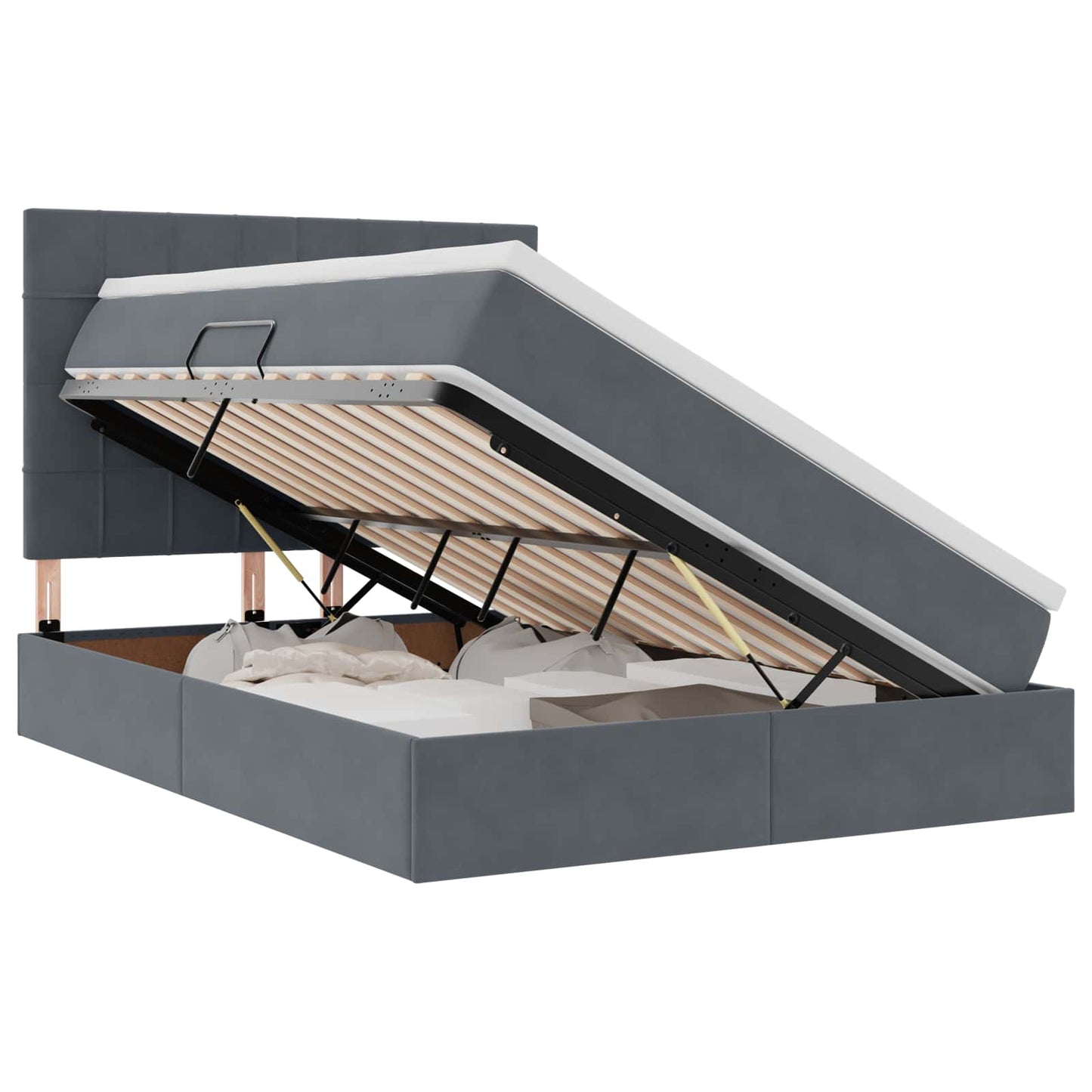 Letto con contenitore LED e materasso Grigio Scuro 140 x 200 cm | homemem39