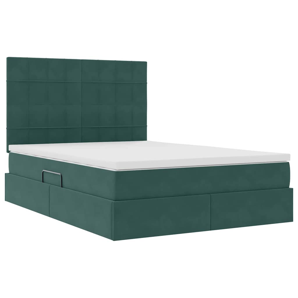Letto con contenitore LED e materasso Verde Scuro 140 x 200 cm | homemem39