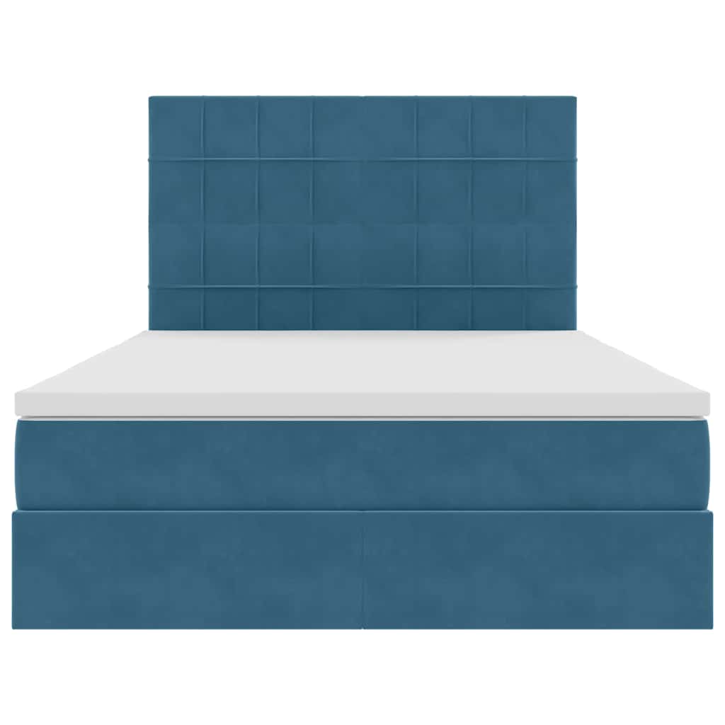 Letto con contenitore e LED Blu Scuro 140 x 200 cm Velluto