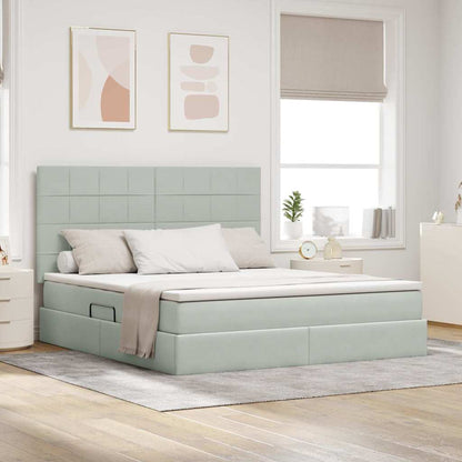 Letto con contenitore LED e materasso Grigio Chiaro | homemem39