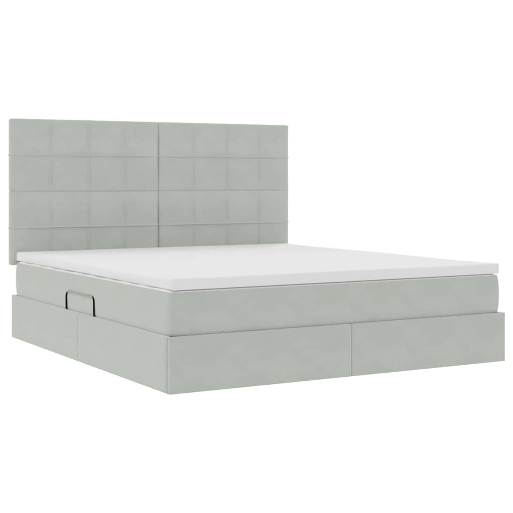 Letto con contenitore LED e materasso Grigio Chiaro | homemem39