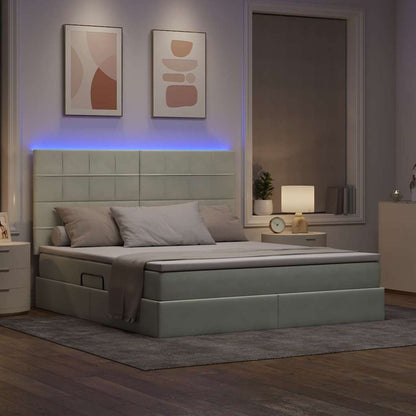 Letto con contenitore LED e materasso Grigio Chiaro | homemem39