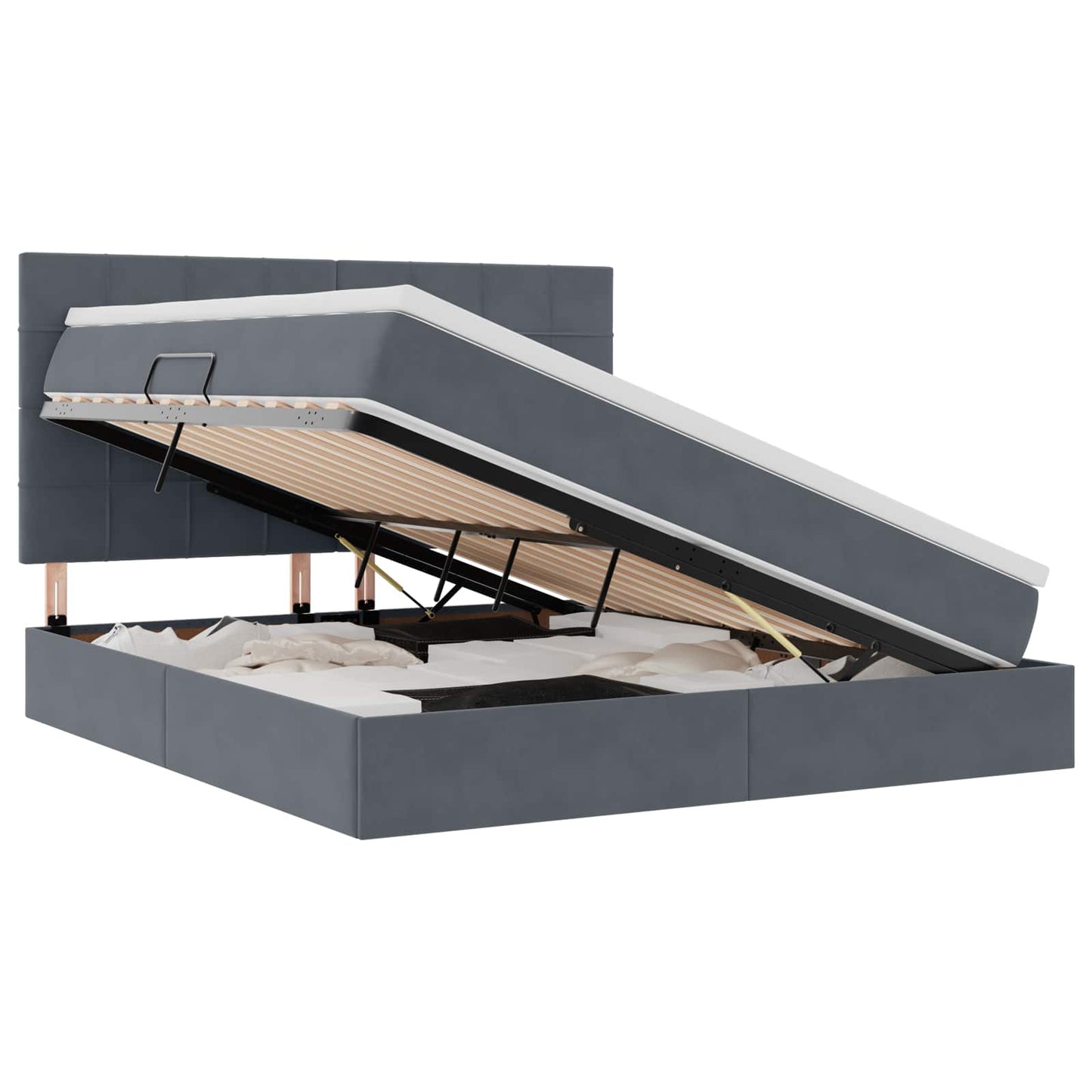 Letto con testiera Grigio scuro 180 x 200 cm Velluto