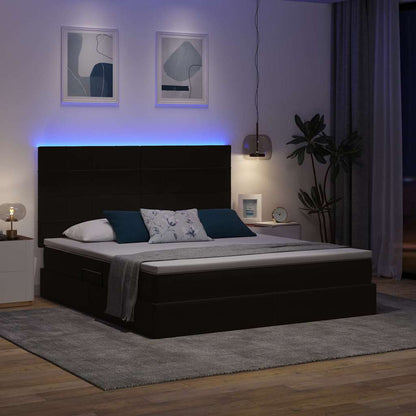 Letto con contenitore LED e materasso Nero 180 x 200 cm Velluto | homemem39