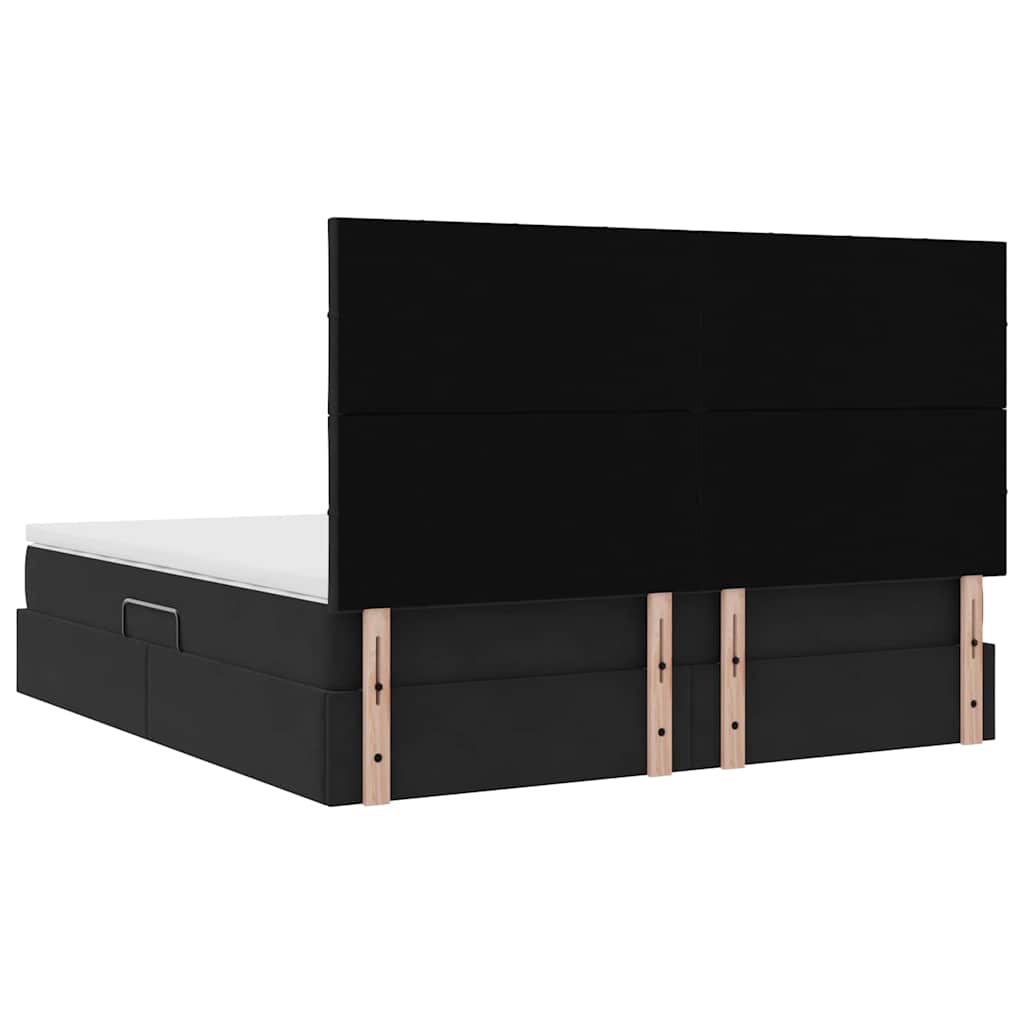Letto con contenitore LED e materasso Nero 180 x 200 cm Velluto | homemem39