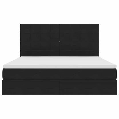 Letto con luci a strisce a LED Nero 180 x 200 cm Velluto