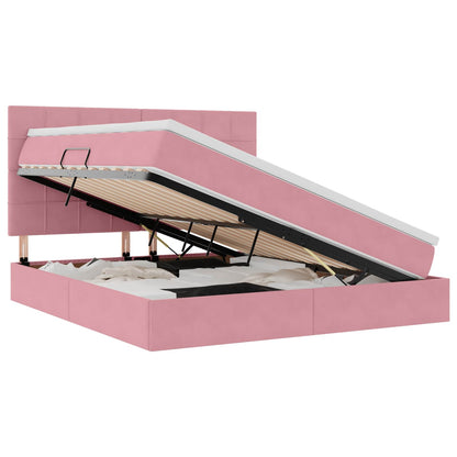 Letto con contenitore LED e materasso Rosa 180 x 200 cm Velluto | homemem39