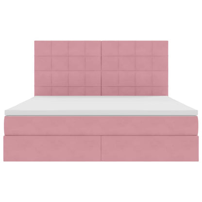 Letto con contenitore LED e materasso Rosa 180 x 200 cm Velluto | homemem39