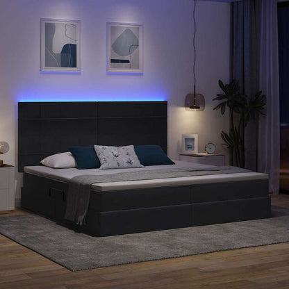 Letto con contenitore LED e materasso Grigio Scuro 200 x 200 cm | homemem39