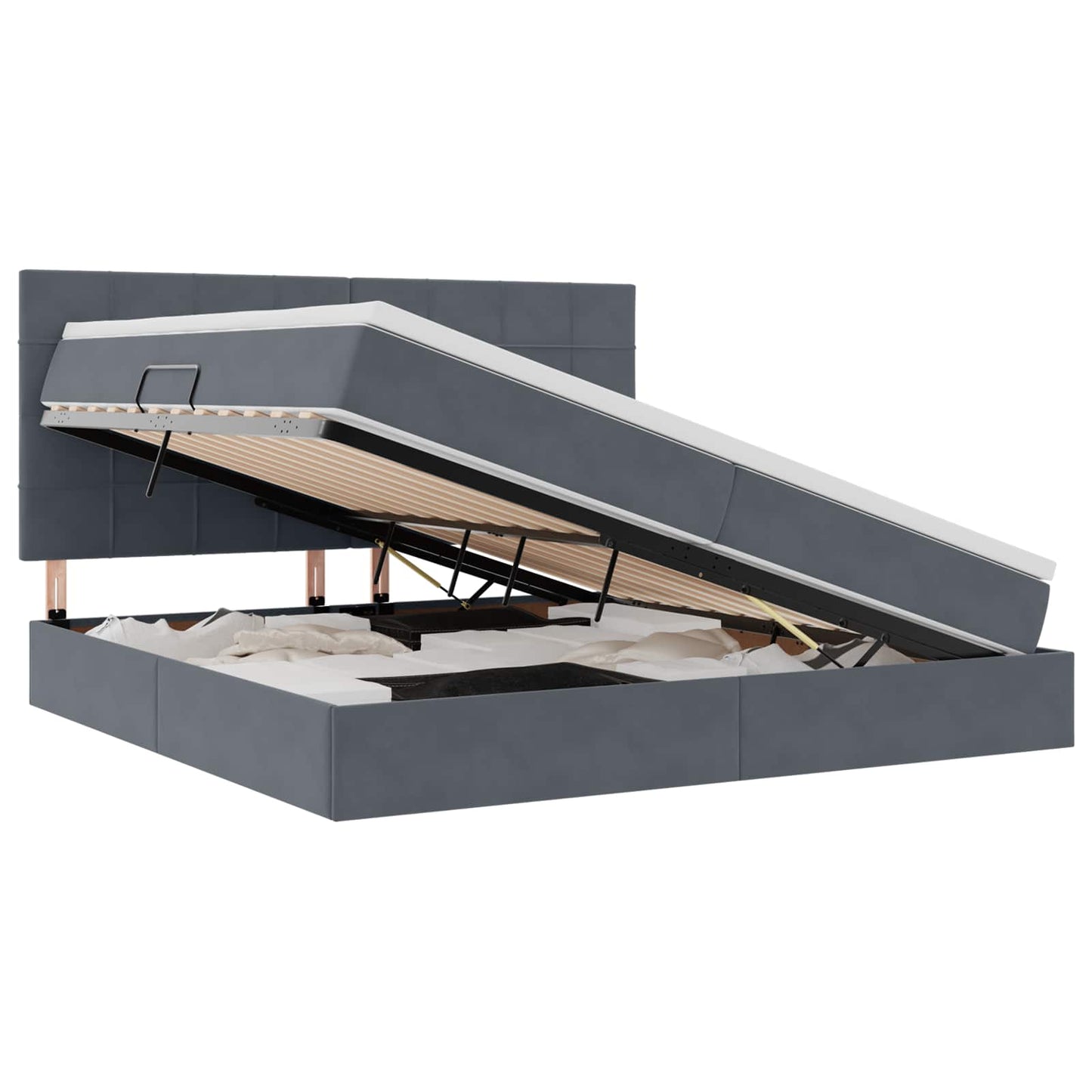 Letto con testiera Grigio scuro 200 x 200 cm Velluto