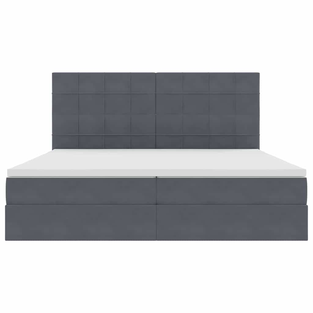 Letto con testiera Grigio scuro 200 x 200 cm Velluto