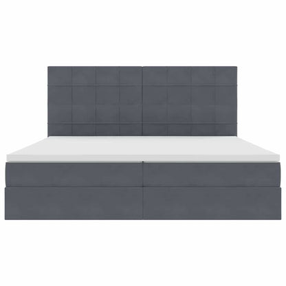 Letto con testiera Grigio scuro 200 x 200 cm Velluto