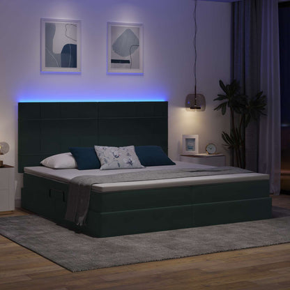Letto con contenitore LED e materasso Verde Scuro 200 x 200 cm | homemem39