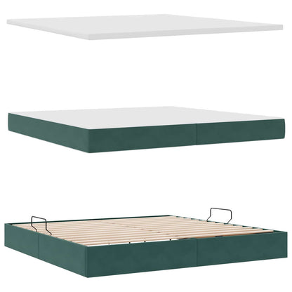 Letto con contenitore LED e materasso Verde Scuro 200 x 200 cm