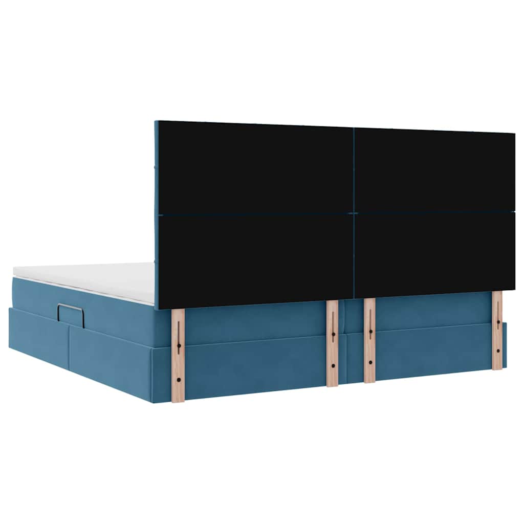 Letto con contenitore LED e materasso Blu Scuro 200 x 200 cm | homemem39