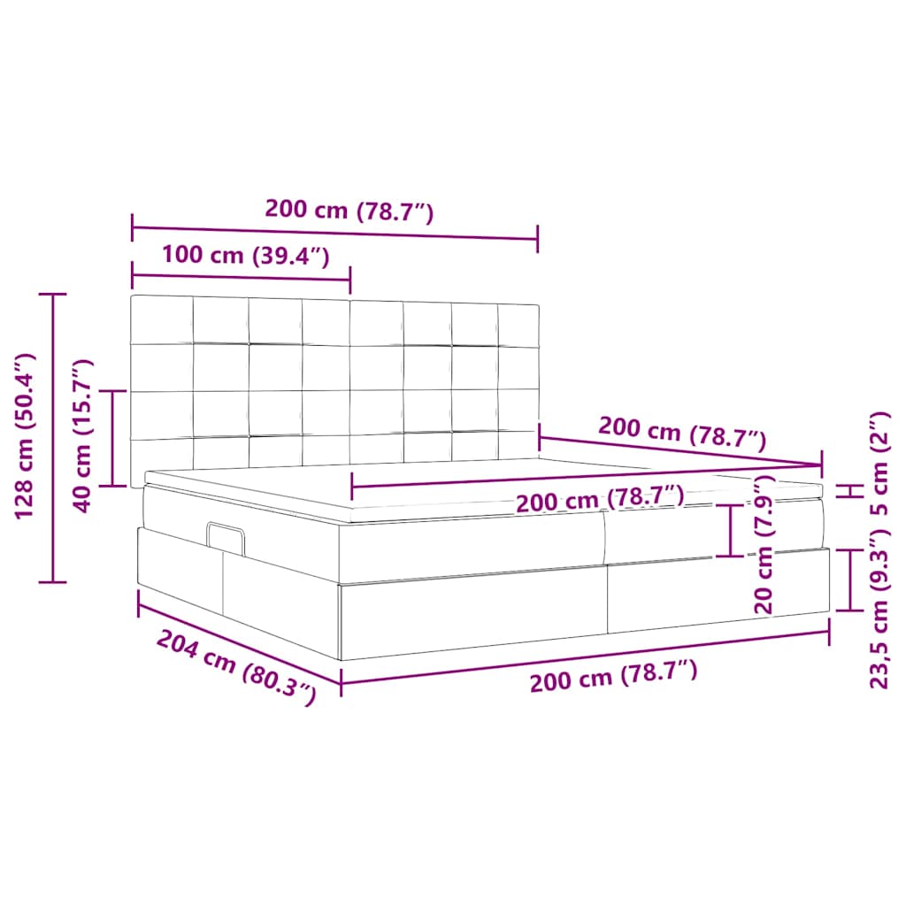 Letto con contenitore LED e materasso Blu Scuro 200 x 200 cm | homemem39