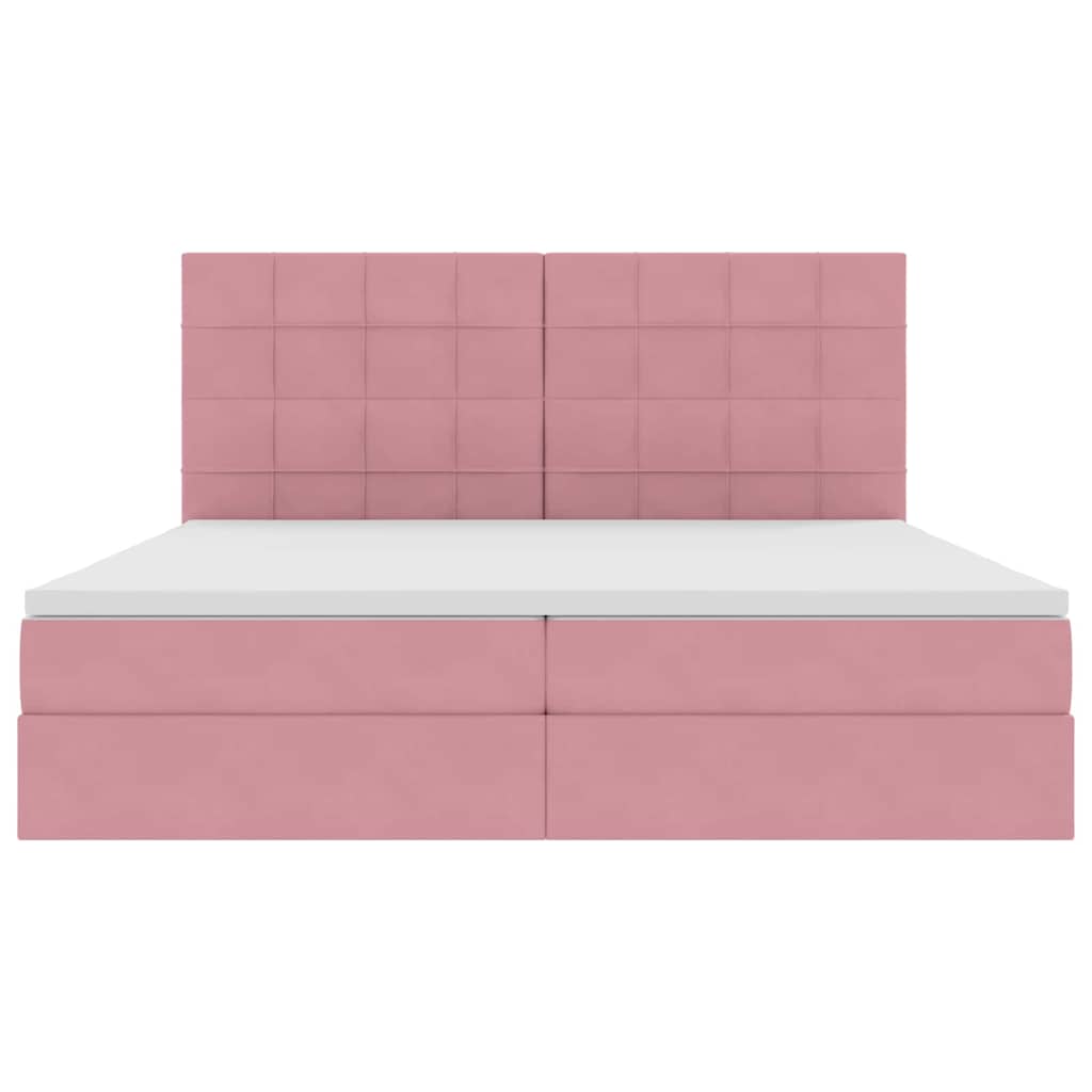 Letto con contenitore LED e materasso Rosa 200 x 200 cm Velluto | homemem39