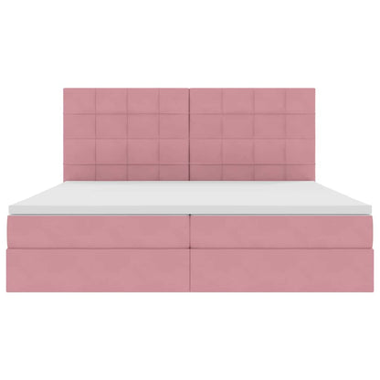 Letto con luci a strisce a LED Rosa 200 x 200 cm Velluto