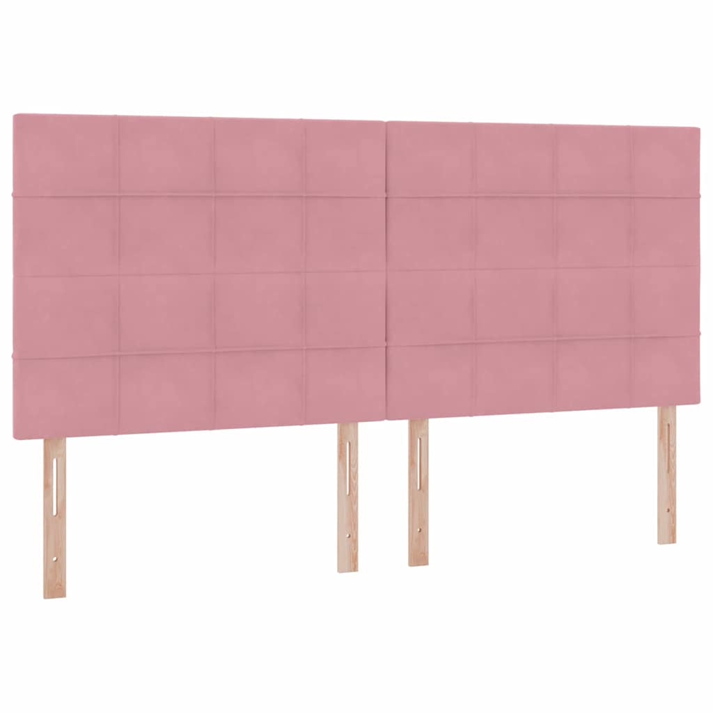 Letto con luci a strisce a LED Rosa 200 x 200 cm Velluto