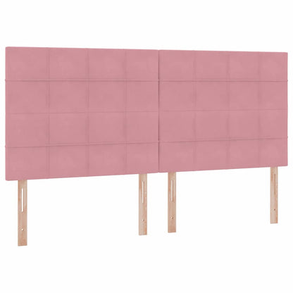 Letto con luci a strisce a LED Rosa 200 x 200 cm Velluto
