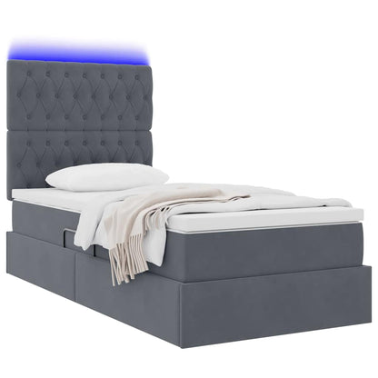 Letto con contenitore LED e materasso Grigio Scuro 90 x 190 cm | homemem39