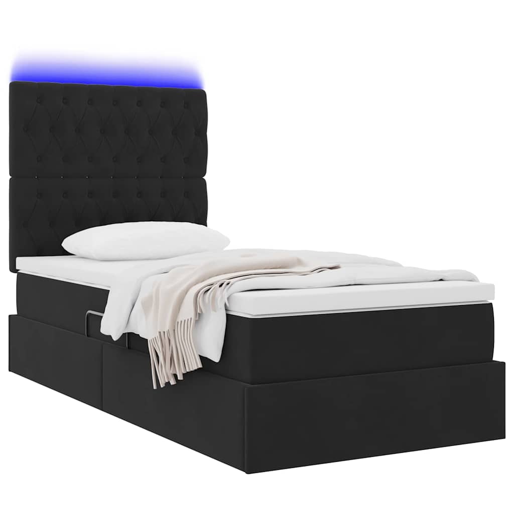 Letto con contenitore LED e materasso Nero 90 x 190 cm Velluto | homemem39