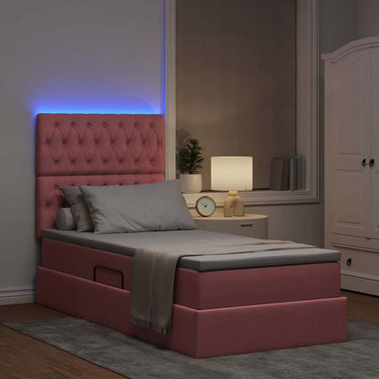 Letto con contenitore LED e materasso Rosa 90 x 190 cm Velluto | homemem39