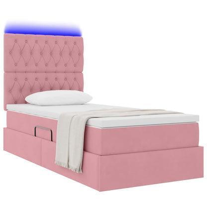 Letto con contenitore LED e materasso Rosa 90 x 190 cm Velluto | homemem39