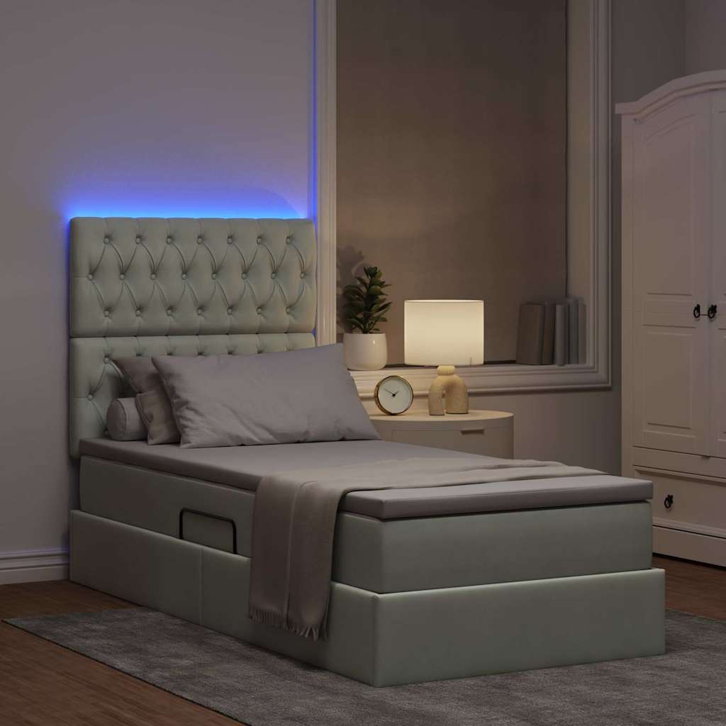 Letto con contenitore LED e materasso Grigio Chiaro 90 x 200 cm | homemem39