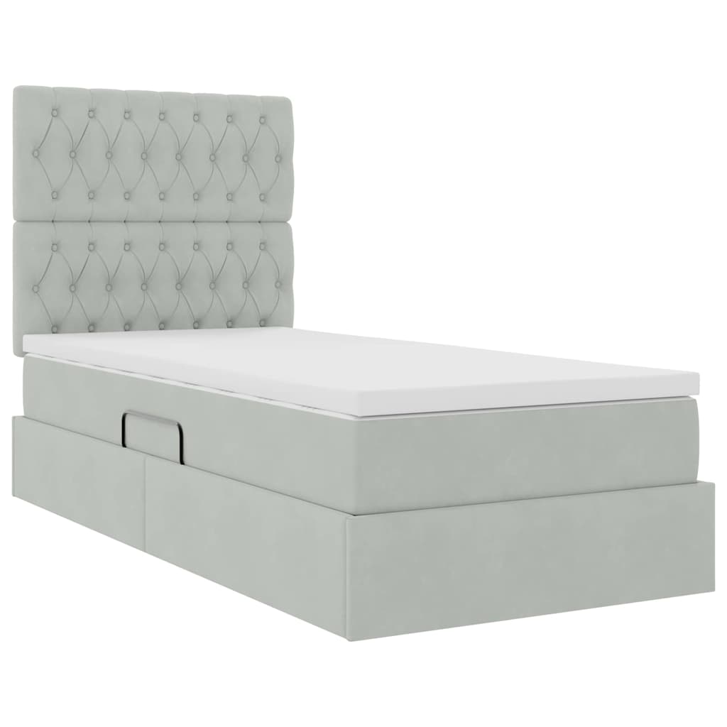 Letto con contenitore LED e materasso Grigio Chiaro 90 x 200 cm | homemem39