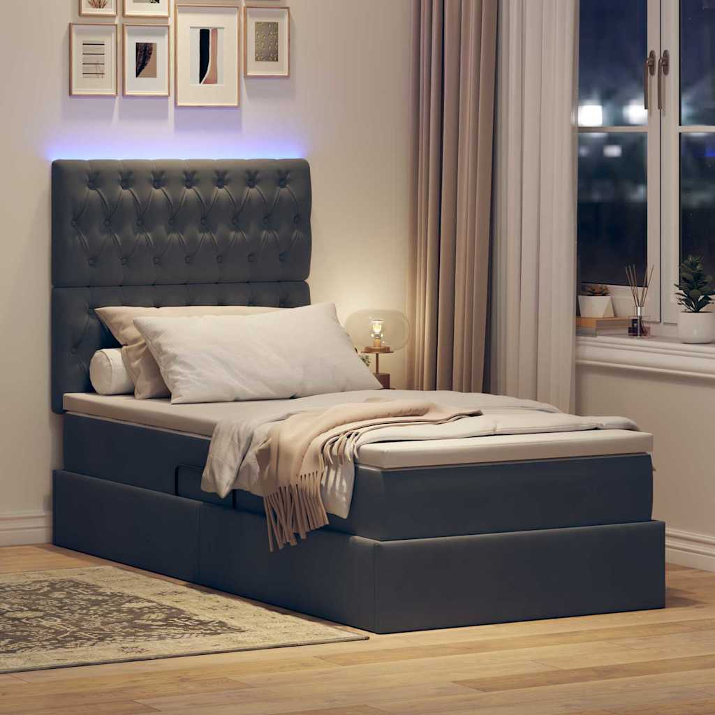 Letto con contenitore LED e materasso Grigio Scuro 90 x 200 cm | homemem39