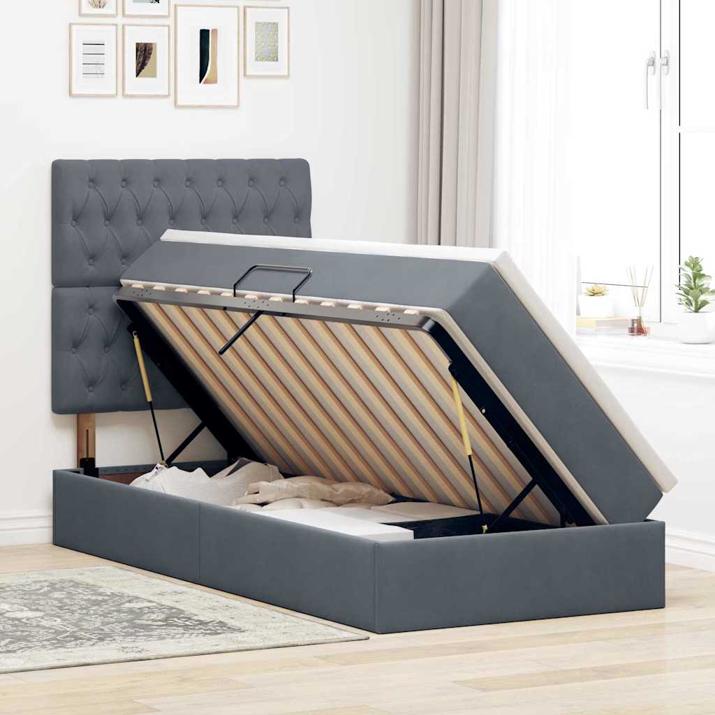 Letto con contenitore LED e materasso Grigio Scuro 90 x 200 cm | homemem39