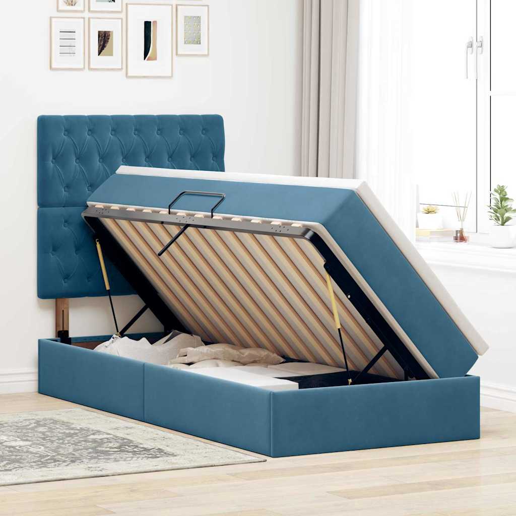 Letto con contenitore LED e materasso Blu Scuro 90 x 200 cm | homemem39